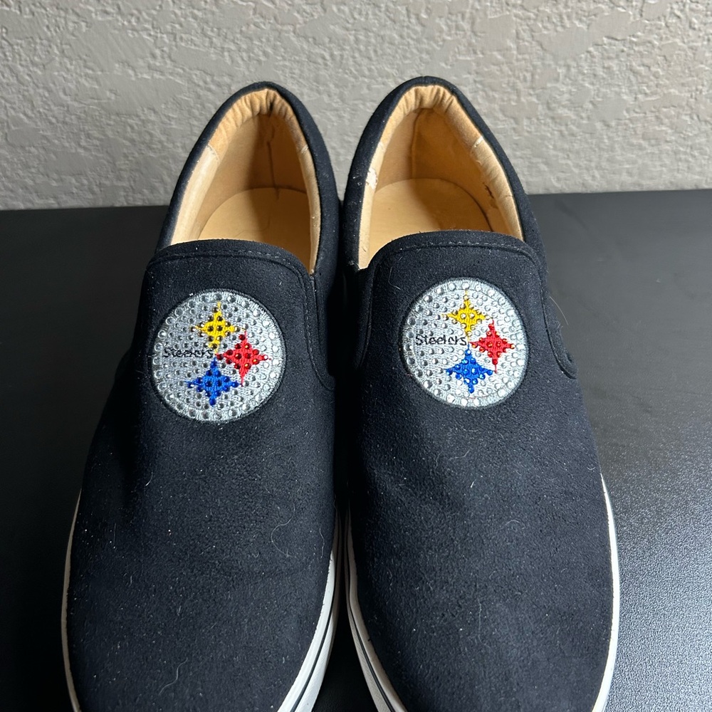 Pittsburgh Steelers Cuce Women's Crystal Logo Suede Slide Sneaker Shoes Size 8